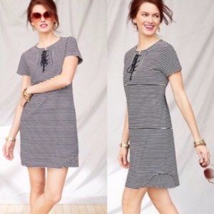 Cabi #5268 Captain Striped Lace Up Neck Nautical Dress Size S